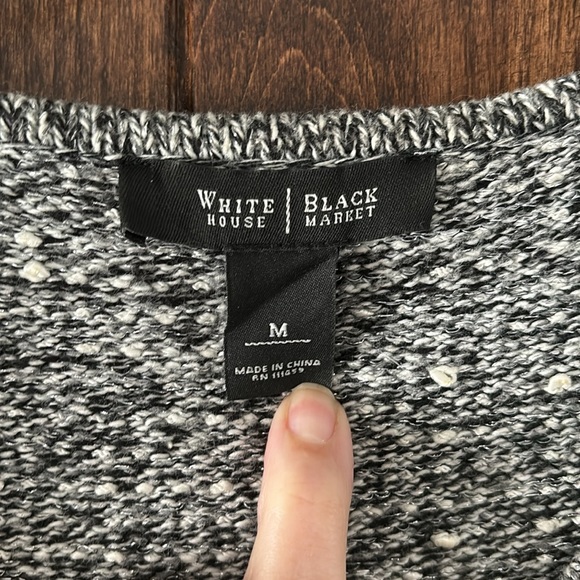 WHBM Sweater Blazer Jacket Black White Stitched Lightweight Cardigan Fabric Sz M - Picture 2 of 9